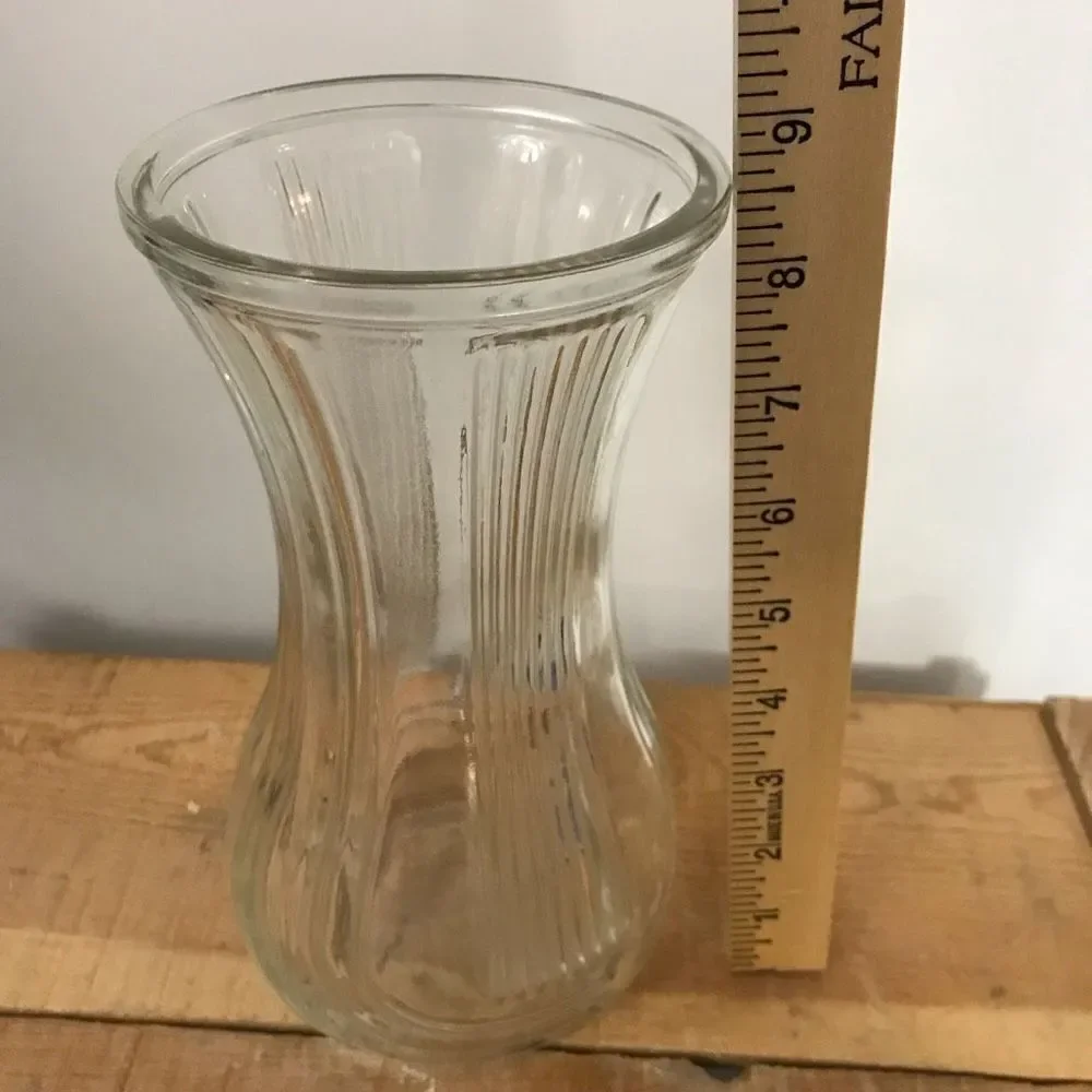 Vintage Hoosier Clear Glass Vase‎ Lyre Ribbed 4086-B